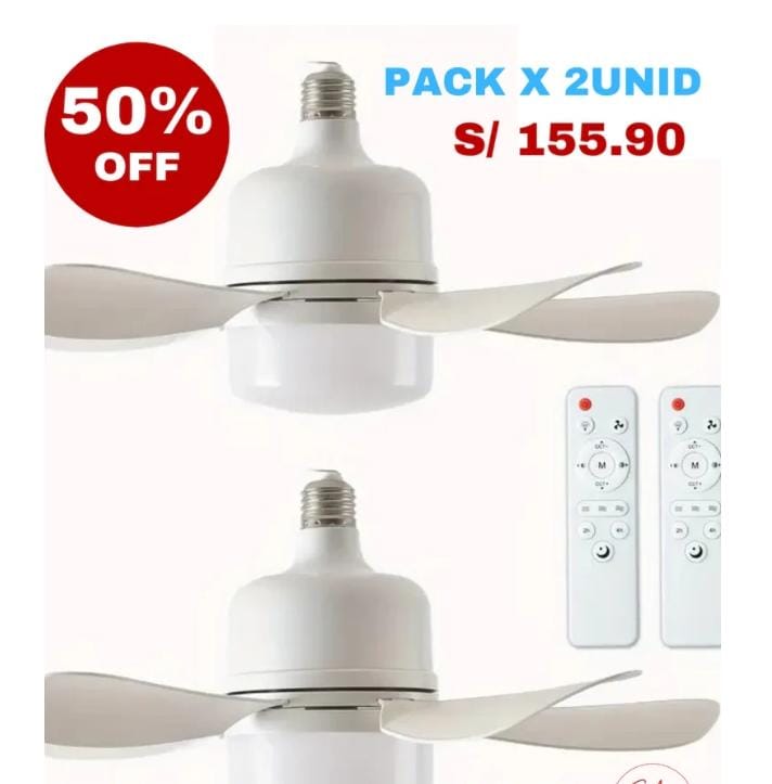 Ventilador Versión 2025+ luz LED + Control 3 en 1